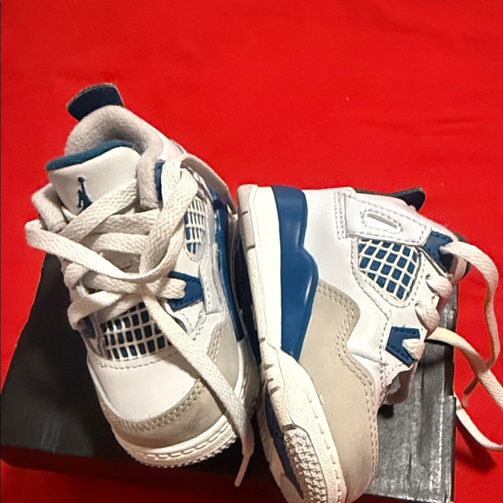 Kids White and Blue Sneakers